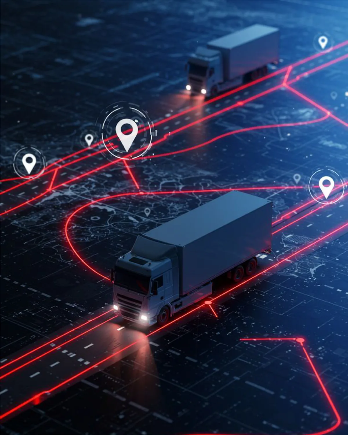 Caminhão data Logística com identidade visual neon — operação logística gerida com dados